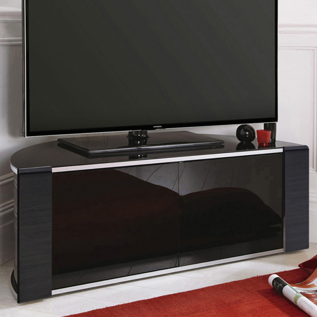 MDA Designs Sirius 850 2 Door Black TV Cabinet - Size: 44 x 85 x 51cm - Wilko - image 1