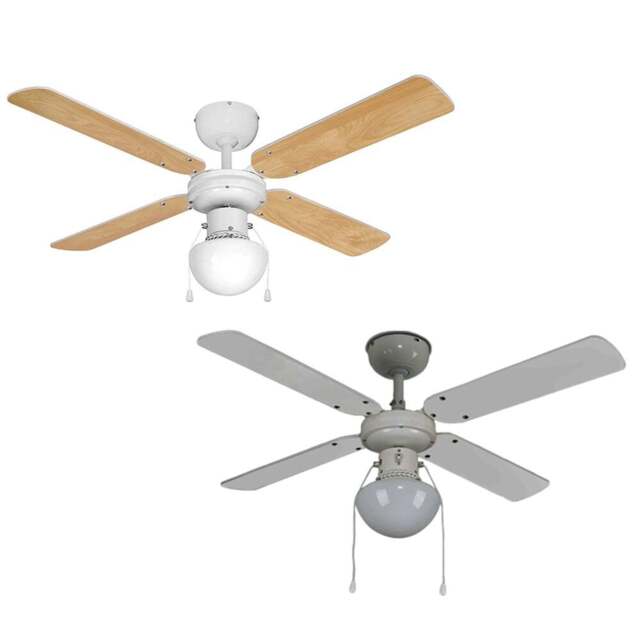 ValueLights Nimrod White Reversible Ceiling Fan with Light 42 inch - Size: 43 x 102 x 102cm - Wilko - image 1
