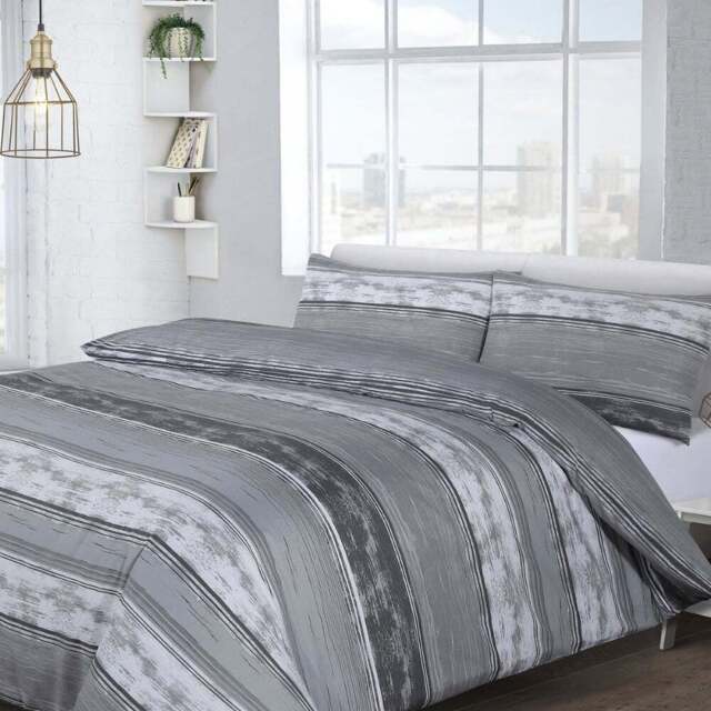 Velosso Brooklyn King Size Grey Stripe Duvet Set - Serene - Wilko - image 1