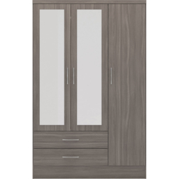 Seconique Nevada 3 Door 2 Drawer Black Wood Grain Mirrored Wardrobe - Size: 3 Door, 2 Drawer - Wilko - thumbnail 4