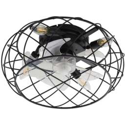 Living and Home Black Cage Ceiling Fan with Light and Remote - Size: 43.2 x 43.2 x 17cm - Wilko - thumbnail 1