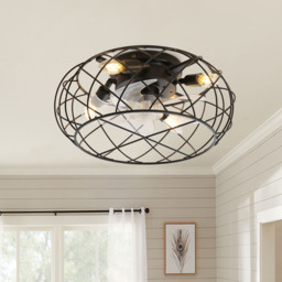Living and Home Black Cage Ceiling Fan with Light and Remote - Size: 43.2 x 43.2 x 17cm - Wilko - thumbnail 7