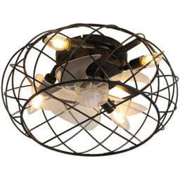 Living and Home Black Cage Ceiling Fan with Light and Remote - Size: 43.2 x 43.2 x 17cm - Wilko - thumbnail 4