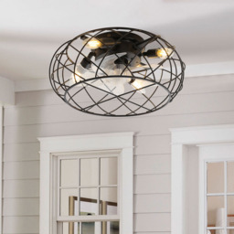 Living and Home Black Cage Ceiling Fan with Light and Remote - Size: 43.2 x 43.2 x 17cm - Wilko - thumbnail 3