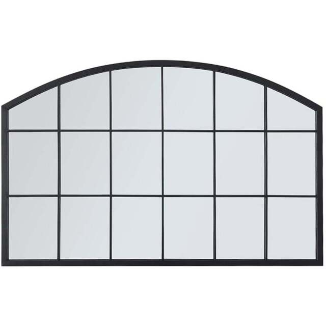Living and Home Black Arched Wall Mirror with Metal Frame - Size: 70 x 110 x 2cm - Wilko - image 1
