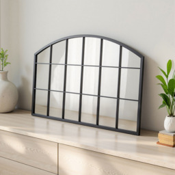 Living and Home Black Arched Wall Mirror with Metal Frame - Size: 70 x 110 x 2cm - Wilko - thumbnail 3