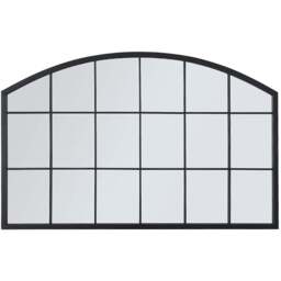 Living and Home Black Arched Wall Mirror with Metal Frame - Size: 70 x 110 x 2cm - Wilko - thumbnail 1