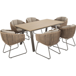 Manhattan Dining Set Beige - Size: 6 Seater - Wilko - thumbnail 3