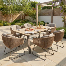Manhattan Dining Set Beige - Size: 6 Seater - Wilko - thumbnail 4