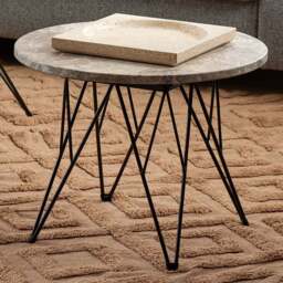 Florence Prunus Grey Marble Round Side Table - Size: 41.4 x 55 x 55cm - Furniture To Go - Wilko