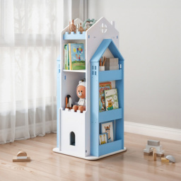 Living and Home 4 Tier Blue Rotating Kids Castle Bookshelf - Size: 4 Shelf - Wilko - thumbnail 4