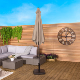 Charles Bentley Taupe Metal Crank and Tilt Parasol 2.7m - Brown - Wilko - thumbnail 6
