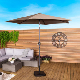 Charles Bentley Taupe Metal Crank and Tilt Parasol 2.7m - Brown - Wilko - thumbnail 3