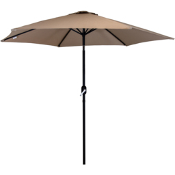 Charles Bentley Taupe Metal Crank and Tilt Parasol 2.7m - Brown - Wilko - thumbnail 1