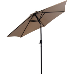 Charles Bentley Taupe Metal Crank and Tilt Parasol 2.7m - Brown - Wilko - thumbnail 4