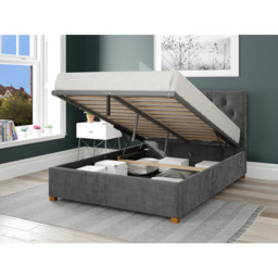 Aspire Olivier King Size Charcoal Firenze Velour Ottoman Bed - Grey - Aspire Beds - Wilko - thumbnail 3