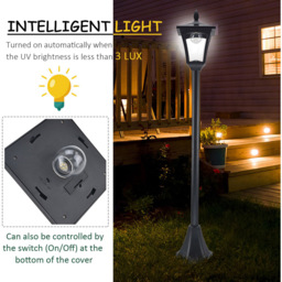 Outsunny Black LED Solar Lantern Lamp Post - Size: 18 x 18 x 160cm - Wilko - thumbnail 6