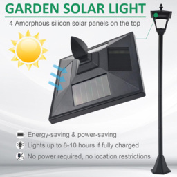 Outsunny Black LED Solar Lantern Lamp Post - Size: 18 x 18 x 160cm - Wilko - thumbnail 5