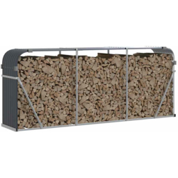 vidaXL Anthracite Galvanised Steel Firewood Log Holder 100 x 234 x 45cm - Grey - Wilko - thumbnail 3