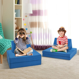 Costway 4 Piece Blue Kids Convertible Sofa Bed - Size: 91 x 38 x 37cm - Wilko - thumbnail 3