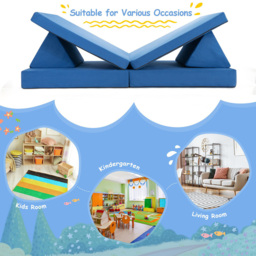 Costway 4 Piece Blue Kids Convertible Sofa Bed - Size: 91 x 38 x 37cm - Wilko - thumbnail 7