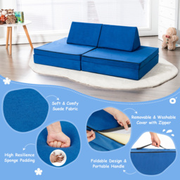 Costway 4 Piece Blue Kids Convertible Sofa Bed - Size: 91 x 38 x 37cm - Wilko - thumbnail 6