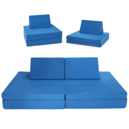 Costway 4 Piece Blue Kids Convertible Sofa Bed - Size: 91 x 38 x 37cm - Wilko - thumbnail 4