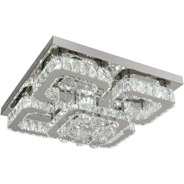Living and Home Modern Crystal LED Ceiling Light - White - Wilko - image 1