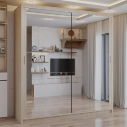 Sliding Wardrobes 4U 2 Sliding Door Oak Full Length Mirrored Wardrobe 120cm - Size: 2 Door - Brown - Wilko