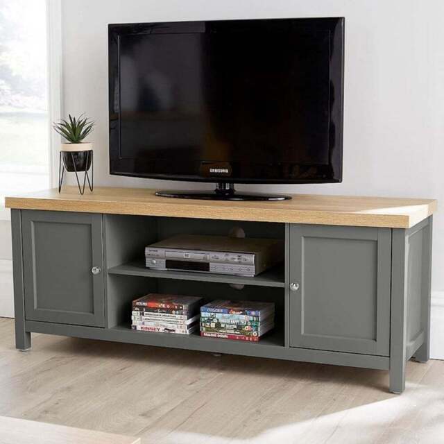 Home Source Avon 2 Door 2 Shelf Graphite Grey Large TV Unit - Size: 50 x 39 x 130cm - Wilko - image 1