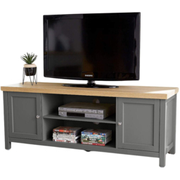 Home Source Avon 2 Door 2 Shelf Graphite Grey Large TV Unit - Size: 50 x 39 x 130cm - Wilko - thumbnail 3