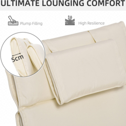 Outsunny Cream White Sun Lounger Cushion Replacement with Pillow 198 x 53cm - Size: 54 x 12 x 5cm - Wilko - thumbnail 5