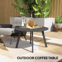Outsunny Black Round Coffee Table with Non Slip Foot Pads - Size: 42 x 70 x 70cm - Wilko - thumbnail 5