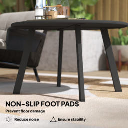 Outsunny Black Round Coffee Table with Non Slip Foot Pads - Size: 42 x 70 x 70cm - Wilko - thumbnail 7