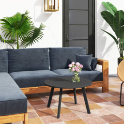 Outsunny Black Round Coffee Table with Non Slip Foot Pads - Size: 42 x 70 x 70cm - Wilko - thumbnail 4