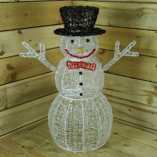 Samuel Alexander 88 Multicolour LED Acrylic Snowman Christmas Decoration 76cm - Size: 76 x 76 x 45cm - White - Wilko - image 1