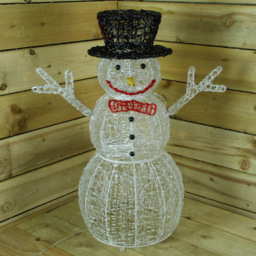 Samuel Alexander 88 Multicolour LED Acrylic Snowman Christmas Decoration 76cm - Size: 76 x 76 x 45cm - White - Wilko