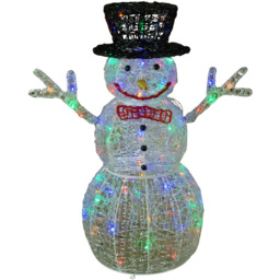 Samuel Alexander 88 Multicolour LED Acrylic Snowman Christmas Decoration 76cm - Size: 76 x 76 x 45cm - White - Wilko - thumbnail 3