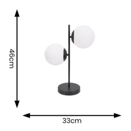 ValueLights Jas 2 Way Opal White Frosted Glass Globe Shade Black LED Table Lamp - Size: 46 x 33 x 16cm - Wilko - thumbnail 5