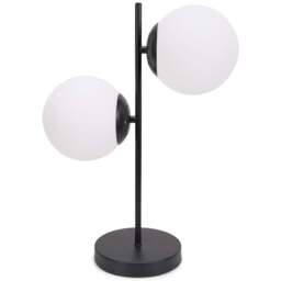 ValueLights Jas 2 Way Opal White Frosted Glass Globe Shade Black LED Table Lamp - Size: 46 x 33 x 16cm - Wilko