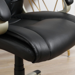Portland Black Faux Leather Swivel Home Office Chair - Size: 68 x 73 x 124cm - Wilko - thumbnail 4