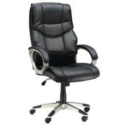 Portland Black Faux Leather Swivel Home Office Chair - Size: 68 x 73 x 124cm - Wilko - thumbnail 3