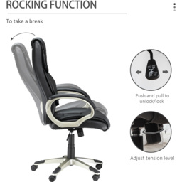 Portland Black Faux Leather Swivel Home Office Chair - Size: 68 x 73 x 124cm - Wilko - thumbnail 6
