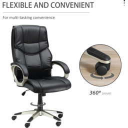 Portland Black Faux Leather Swivel Home Office Chair - Size: 68 x 73 x 124cm - Wilko - thumbnail 5