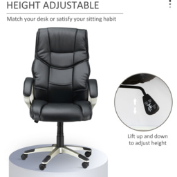 Portland Black Faux Leather Swivel Home Office Chair - Size: 68 x 73 x 124cm - Wilko - thumbnail 7