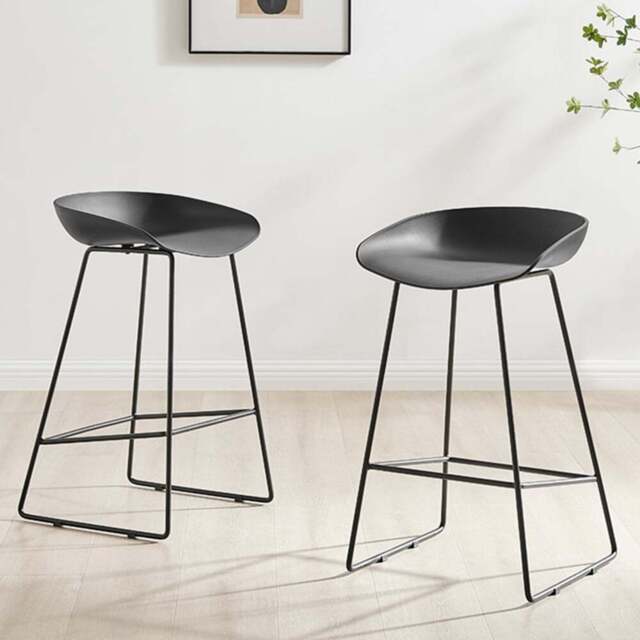 Furniturebox Harding Black Bar Stool Set of 2 - Wilko - image 1