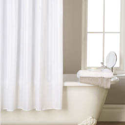 Waterline White Satin Stripe Shower Curtain - Size: 180cm - Wilko