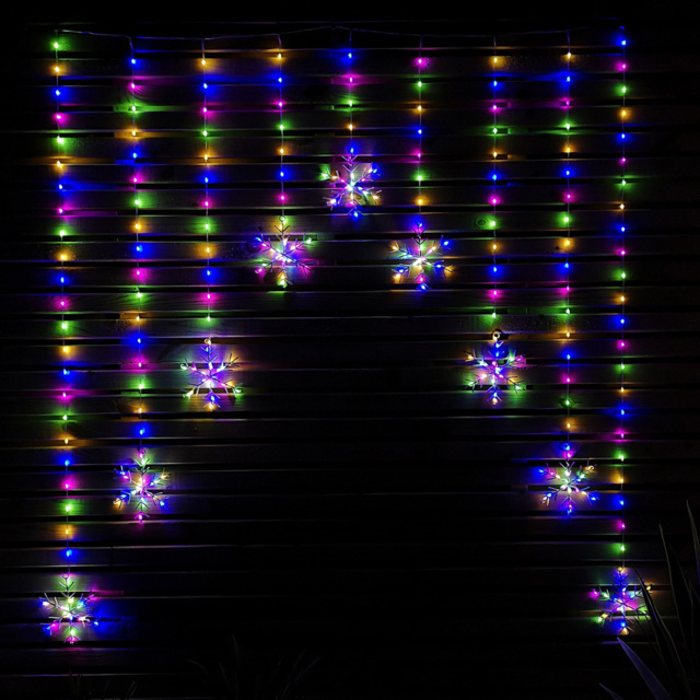 Samuel Alexander 320 Multicolour LED Snowflake Curtain Lights - Size: 120 x 120 x 5cm - Wilko - image 1