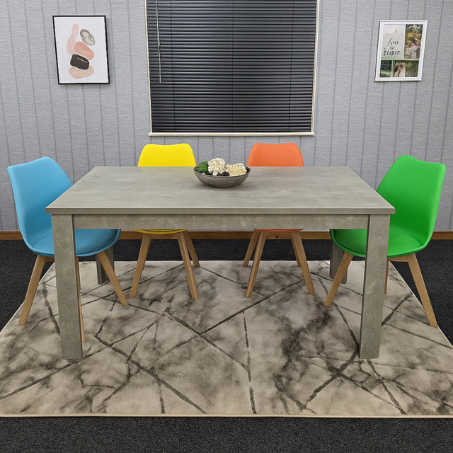 Kosy Koala 4 Seater Stone Grey Effect Wood Dining Table with Mixed Chairs - Multi - Wilko - image 1