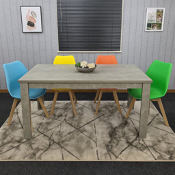 Kosy Koala 4 Seater Stone Grey Effect Wood Dining Table with Mixed Chairs - Multi - Wilko - thumbnail 1